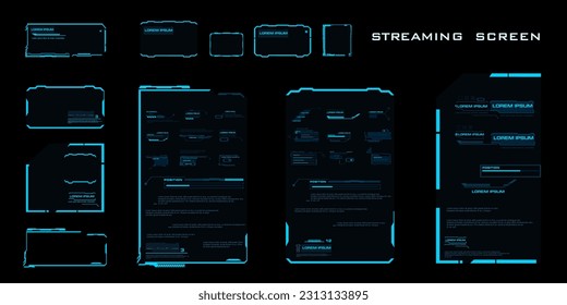 Set of frames, callouts and titles. Modern dialog HUD interface elements for text and communication. Frame layouts for interfaces. Information blocks with frames