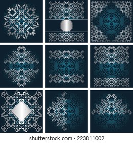 Set of frames, cards, invitations on  seamless background                           