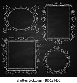 Set of frames. Chalk on board Vector illustration.