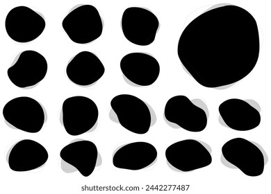 Set of frames composed of simple black or gray fluid