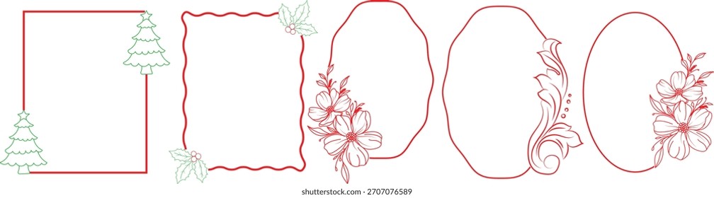 Conjunto de marcos decorados con flores rosadas para boda e invitación