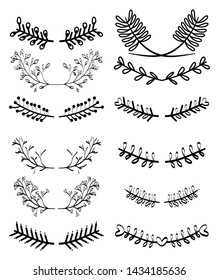 set frames decoratives with leafs boho style