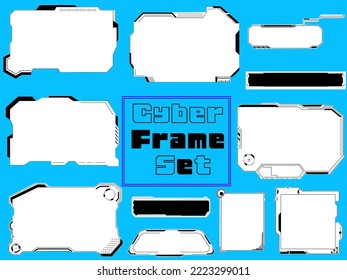 Set of frames with digital cyber motifs