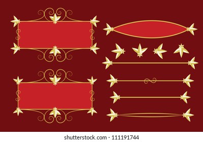 set of frames and dividers with royal lily vector illustration