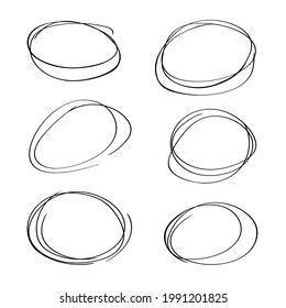 A set of frames, drawn with a pencil by hand. Loosely drawn circles for sketching. Vector illustration.