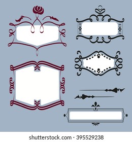 set of  frames, empty emblems and badges