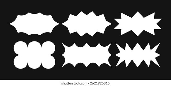 Set of frames, figures, forms in the style of brutalism, retro, y2k
