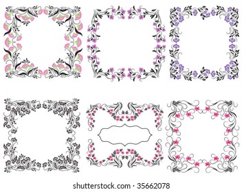 Set of frames with a flower ornament