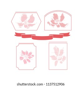 Set of frames with flowers on background.