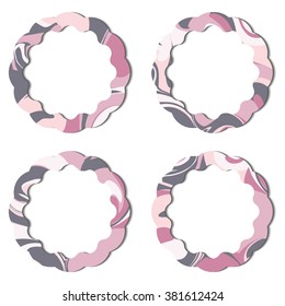 Set of frames in the form of flower with marble pattern