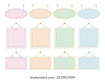 A set of frames in gentle colors. They can be used in a variety of ways, such as adding text or placing photos. There are three types of frames available in four colors.