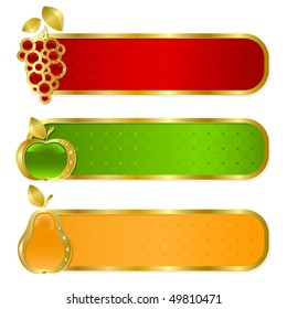 Set from  frames with gold fruit