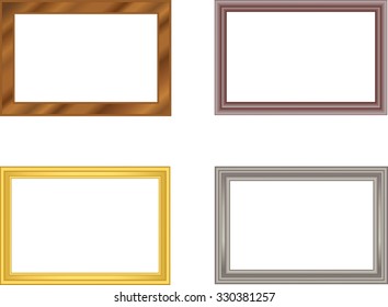 set of frames gold silver plastic wood