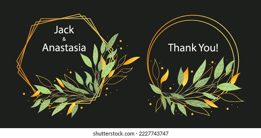 Set of frames. Graphic element for design of greeting and invitation cards. Poster or banner for website. Present or surprise, holiday and wedding anniversary. Cartoon flat vector illustration