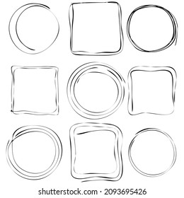 Set of  frames in grunge styl, ink brush stroke, brush, line or texture. Dirty artistic design element, box, frame or background for text.Design elements for banner, poster, flyer, invitation, card.