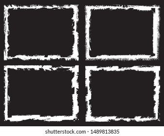 Set of frames in grunge style. Abstract backgrounds with space for text. Templates for posters, icons, badges. Vintage worn texture