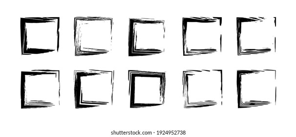 Conjunto de marcos con un estilo de fondo. Colección de bordes sucios sobre fondo blanco. Elementos para banner, afiche, volante, invitación, redes sociales. Ilustración vectorial.