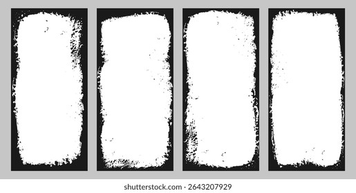 Set of frames in grunge style. Isolated empty borders on white background. Design elements for banner, poster, photo frame, social media.	
