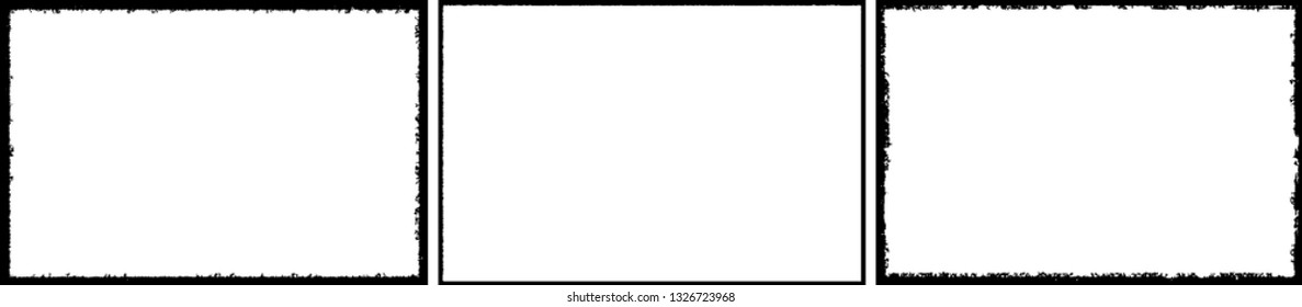 Set of frames in grunge style. The surface of the text. Collection of black isolated banners on white background