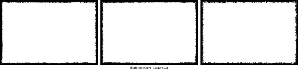 Set of frames in grunge style. The surface of the text. Collection of black isolated banners on white background