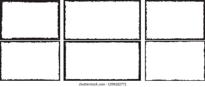 Set of frames in grunge style. Text templates black and white