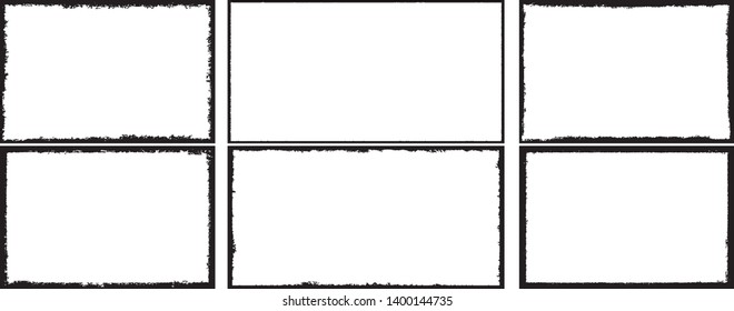 Set of frames in grunge style. Text templates black and white