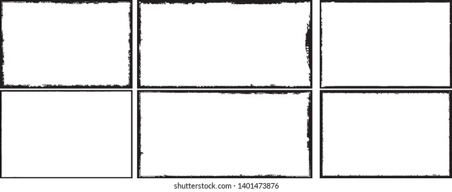 Set of frames in grunge style. Text templates black and white