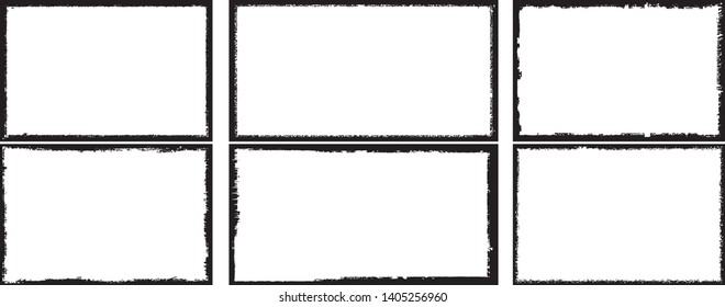 Set of frames in grunge style. Text templates black and white