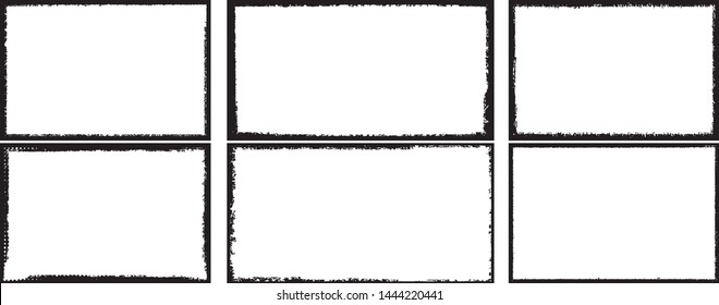 Set of frames in grunge style. Text templates black and white