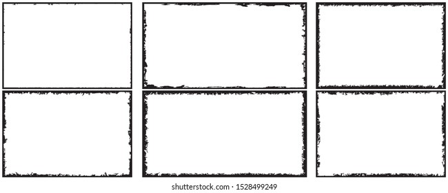 Set of frames in grunge style. Text templates black and white