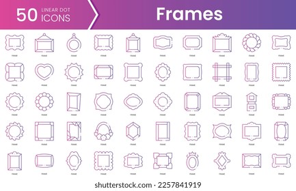 Set of frames icons. Gradient style icon bundle. Vector Illustration