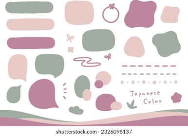 Set of frames and illustrations in Japanese autumn colors
