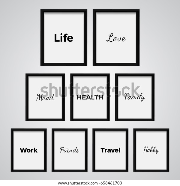 set frames important words everyones life stock vector words frames