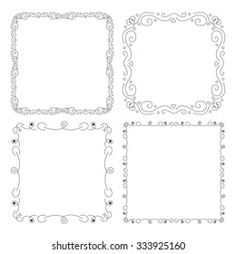 Set of frames isolated on white background. Vintage collection framework.