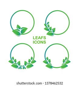 Set of frames with leafs. vector icon design elements. Logo, brand, emblem.