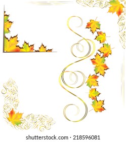 Set of frames in a luxurious style with autumn leaves