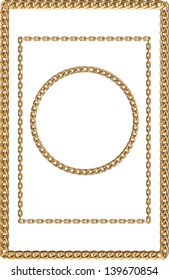 Set of frames, made with golden chain on white background