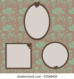 Set of frames on a pistachio background