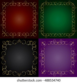 Set frames with openwork motif. Beautiful picture, interesting design. Can be used for invitation, photo, labels. Vector illustration.
