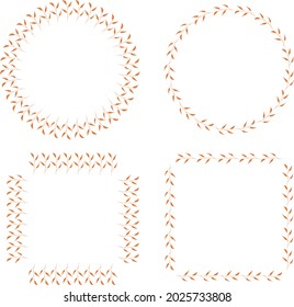 Set of frames with orange autumn leaves. Vector image