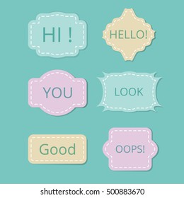 Set of frames pastel colors. Children colored stickers or stickers for newborn.