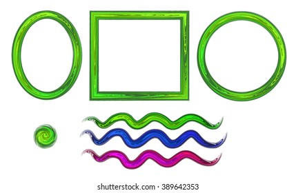set of frames for pictures or text and brush