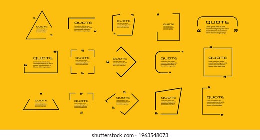 Set of frames for quotes. Bubble quote, comment. Text quotes. Quotes frame.
