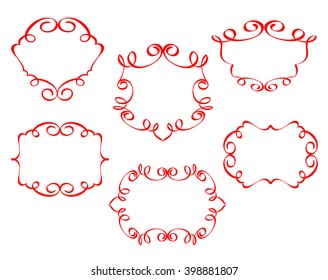 Set frames .Red  on white background.Vintage.