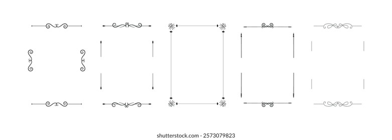 Set of frames with swirls in vintage style. Swirl Frames in Vintage Style, Ornamental Decorative Borders and Swirling Frame Designs