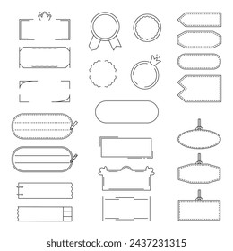 Set of frames, tags for text or signature in flat style. Adjustable objects. Set of different templates for text decoration for invitations, cards, web design. Decorate the celebration. EPS10
