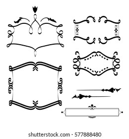 Set Of Frames And Tet Dividers. Text Decoration Elements