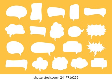 A set of frames for text. Conversation bubbles. Speak. Talk frame. Hand drawn shapes. Vector illustration. Isolated. Trendy templates. Cartoon speech text. Figure and trendy . Retro elements. Outline 