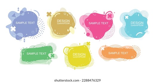 Set of frames for text. Flat shapes in memphis style. Header space.