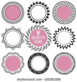 Set of frames for text or photo. Sketch. Freehand drawing